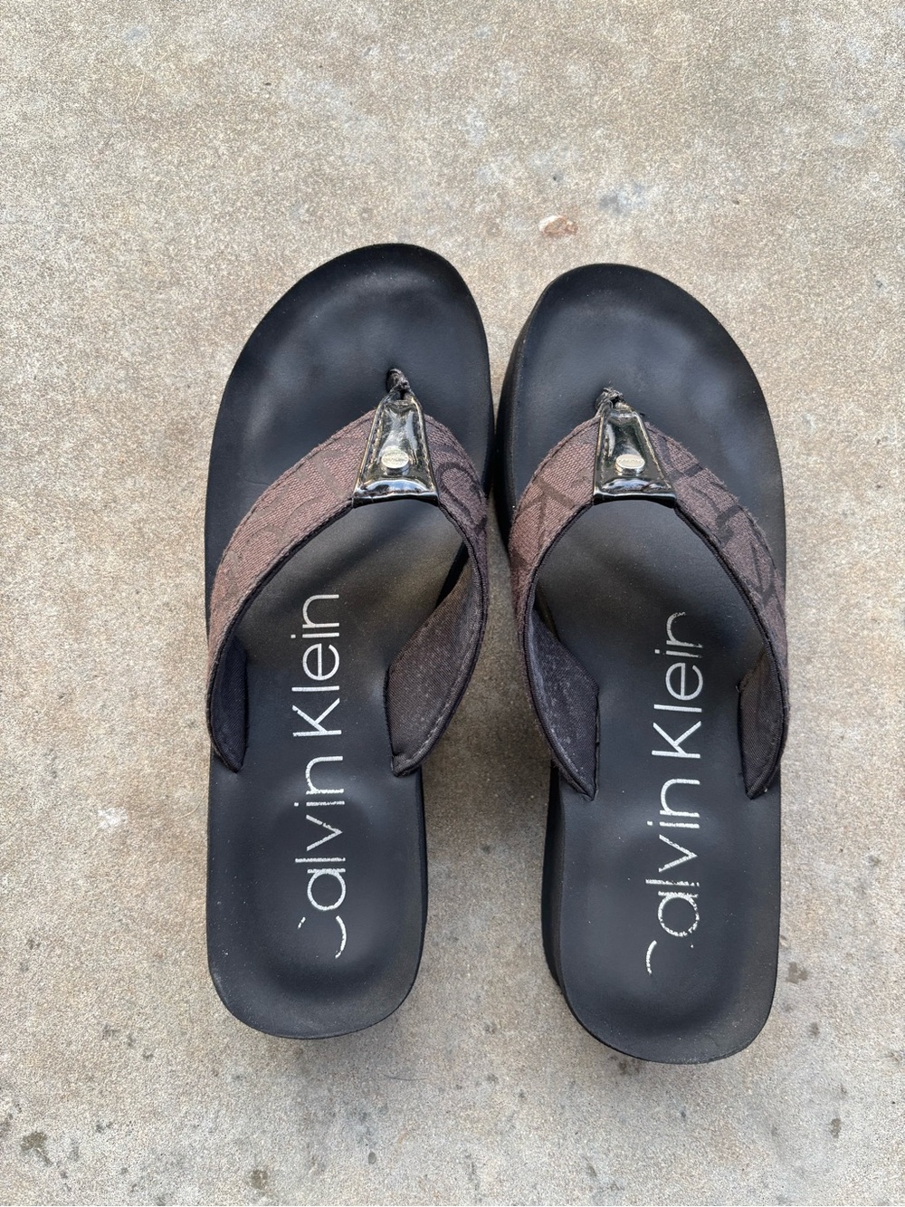 Calvin Klein Black Logo Thong Sandals